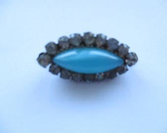 Antique Edwardian Brooch with Blue Glass and White Paste Gemstones, Edwardian Pin, Circa 1910