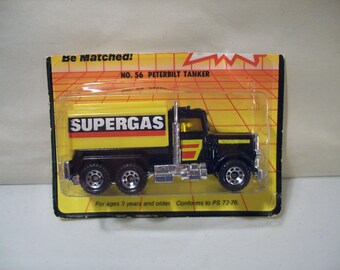 Vintage Matchbox Peterbilt Super Gas Die-Cast Tanker Truck 1983, On Card Bottom, Sealed