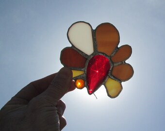 Stained Glass Crystal Flower Mobile Suncatcher - Campfire