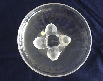 Lalique Crystal Dish, birds design base, vintage, crystal art