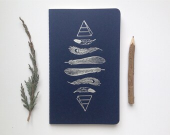 Letterpress Moleskine Journal - Feathers & Pyramids Pattern