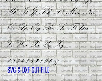 Script Font svg cut file, Fancy, Silhouette File, Cut File, SVG, DXF, Alphabet, DIY, Print, Calligraphy font, Wedding font, Digital download