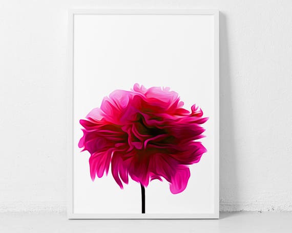 Hot Pink Flower Print Hot Pink Art Abstract Flower Art Hot