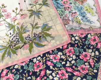 3 lovely Vintage Printed Hankies