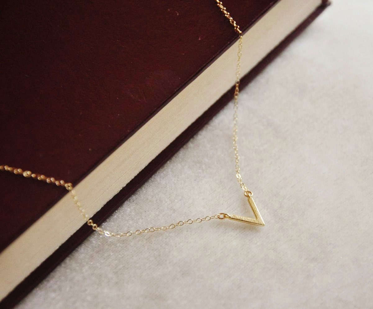 Simple Gold V Necklace Minimal Necklace Layering Necklace