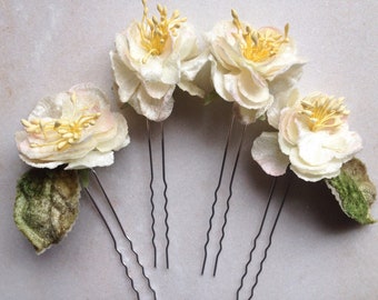 Ivory Carabella Rose Hairpins