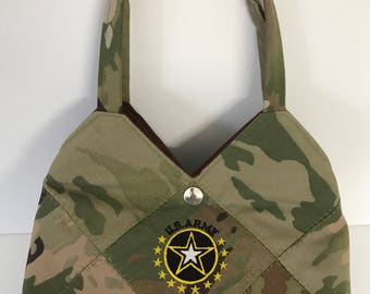 US ARMY CAMO - Ready Made Patchwork Medium Hobo Bag