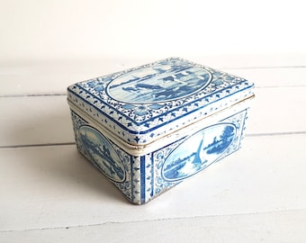 Vintage Dutch tin 'Delfts blue'