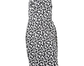 Yves Saint Laurent 1980s Strapless Cocktail Printed Dress