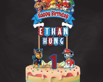 Paw Patrol Cake Topper, Paw Patrol Birthday, Paw Patrol Party, Paw Patrol Custom Cake Topper, Banderin de Paw Patrol, Patrulla Canina