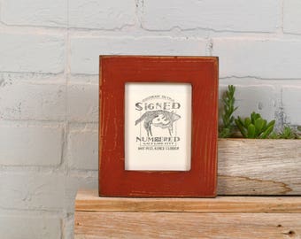 4x5" Photo Picture Frame in 1.5" Reclaimed Cedar with Vintage Brick Red Finish - IN STOCK - Same Day Shipping - 4 x 5 Frame Rustic Red