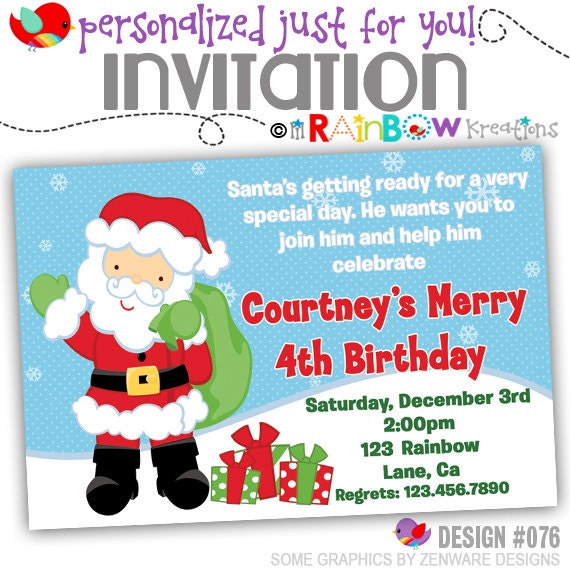 076: DIY Santa Clause Party Invitation Or Thank You Card