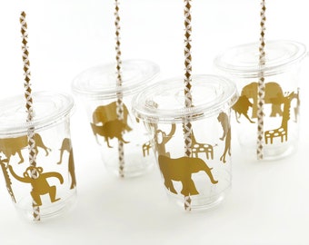 Safari Party Cups - Safari Baby Shower, Jungle Baby Shower, Jungle Safari, Safari Birthday, Zoo Party, Gold Safari, Jungle Birthday Party