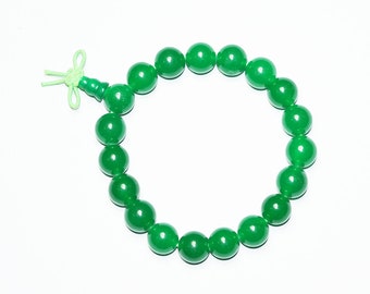 Spiritual Energy Bracelet Throat Chakra Green Jade Wrist Mala Prayer Bracelet for Meditation