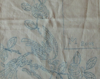 CANVAS of flax former printed embroidery