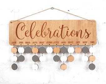 Personalised Celebrations Sign ~ Wood Board, Family & Friends, Birthday Board, celebrations, anniversaries , Cherrywood, Oak