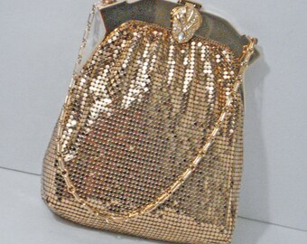 Golden Mesh Handbag Purse Whiting & Davis Co. Vintage Mint