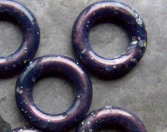 Hoop Bead, Vintage Bead, Marble Bead, Indigo Bead, Boho Bead, Tribal Bead, Earthy Bead, Organic Bead, Italian Lucite, Lucite Beads, 6 Beads
