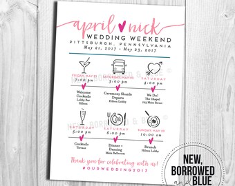 Printable Wedding Itinerary Single-Sided