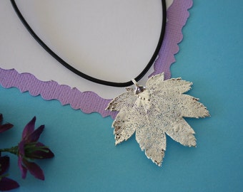 SALE Leaf Necklace, Silver Full Moon Maple Leaf, Real Leaf Necklace,Silver Full Moon Maple Leaf Pendant, SALE41