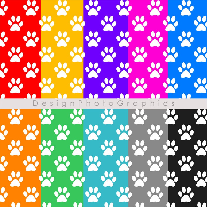 Paws Digital Scrapbook Paper Printable Paper Pack Instant