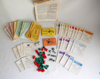 Vintage Monopoly Game Pieces, 1973 Edition - Parker Brothers, 7 Tokens, 2 Dice, Craft Supply, Replacement Pieces