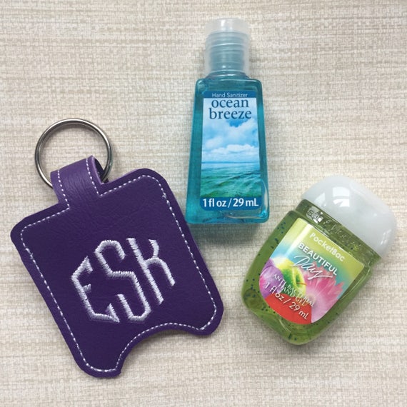 Personalized Monogram keychain fits new BBW hand sanitizer 1oz