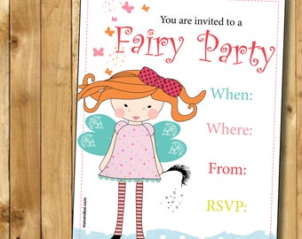 Fairy Instant Printable Invitation - Instant Download DIY Printable for 'Cute Fairy' Party Invite