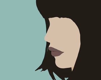 Modern, Minimal Portrait "Cara" by Jules Tillman - Fine Art Lustre Print minimal woman abstract portraiture dusty aqua short black hair