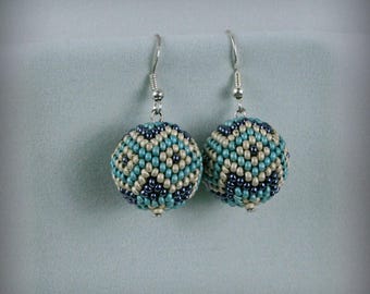 Seed Bead Earrings - beaded earrings , peyote earrings , beadwoven earrings , tribal style , boho style
