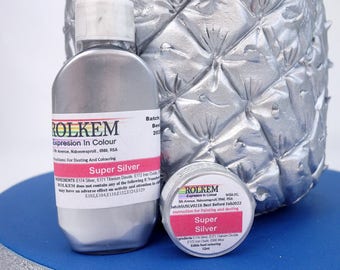 ROLKEM SILVER SUPER 10ml Edible Lustre Metallic Dust Icing Color/ Silver Highlighter/ Luster Dust/ Edible Silver Food Color/ Edible Dust