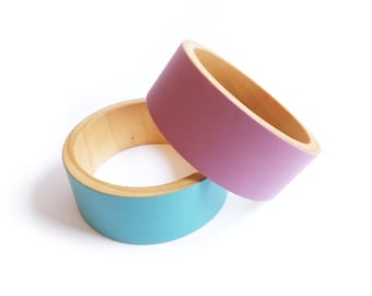 Wooden Bangle, Pink Bangle, Pink Bracelet, Modern Bangle, Cuff Bangle, Chunky Wooden Jewellery, Wooden Jewelry