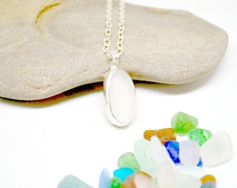 Sterling Necklace, Sterling Sea Glass Jewelry, Beach Jewelry, Lake Erie Jewelry, Lake Bottle Jewelry, Sea Glass Necklace, Sea Glass