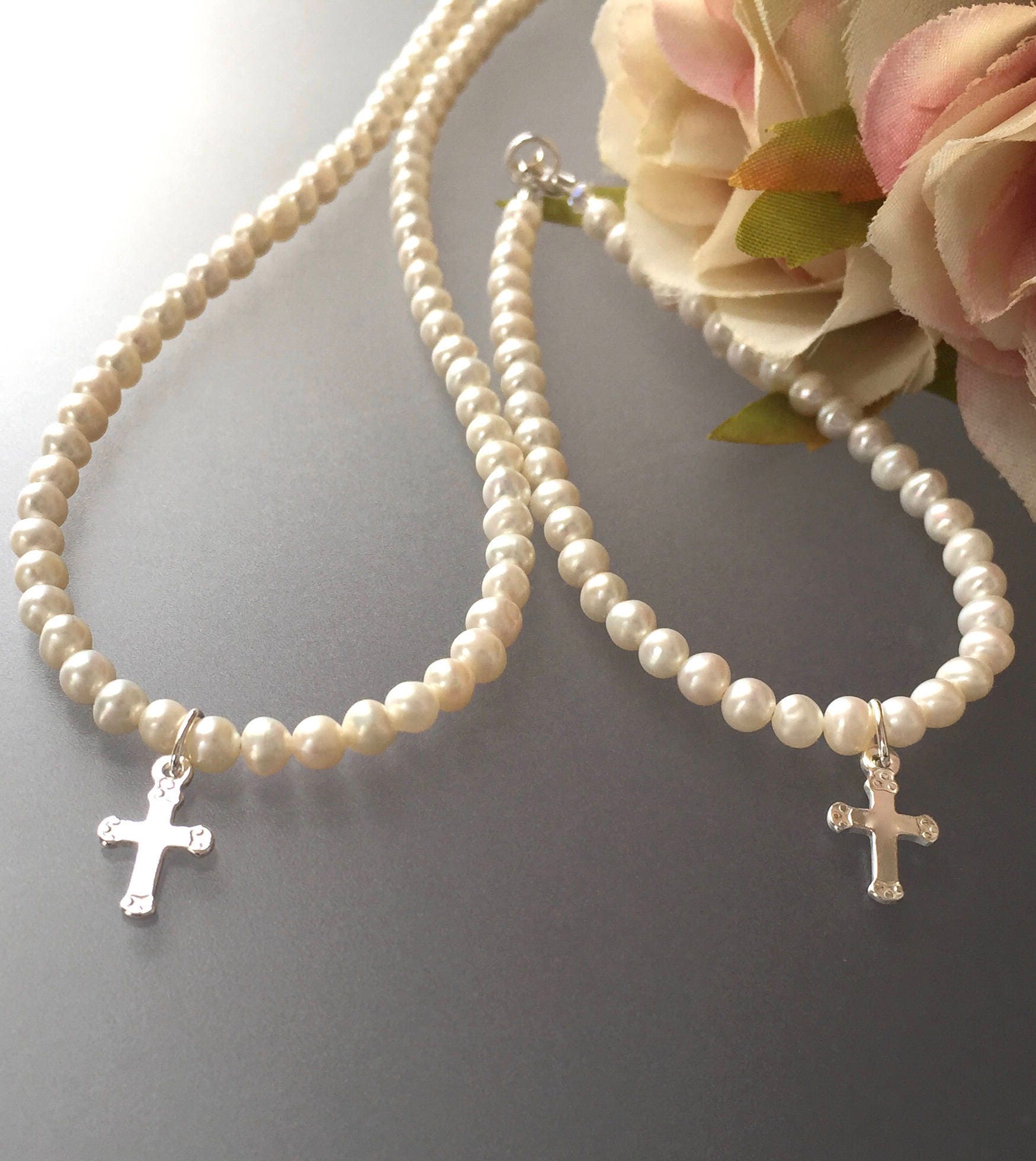 Pearl Communion Set Pearl Cross Necklace Childrens Pearls