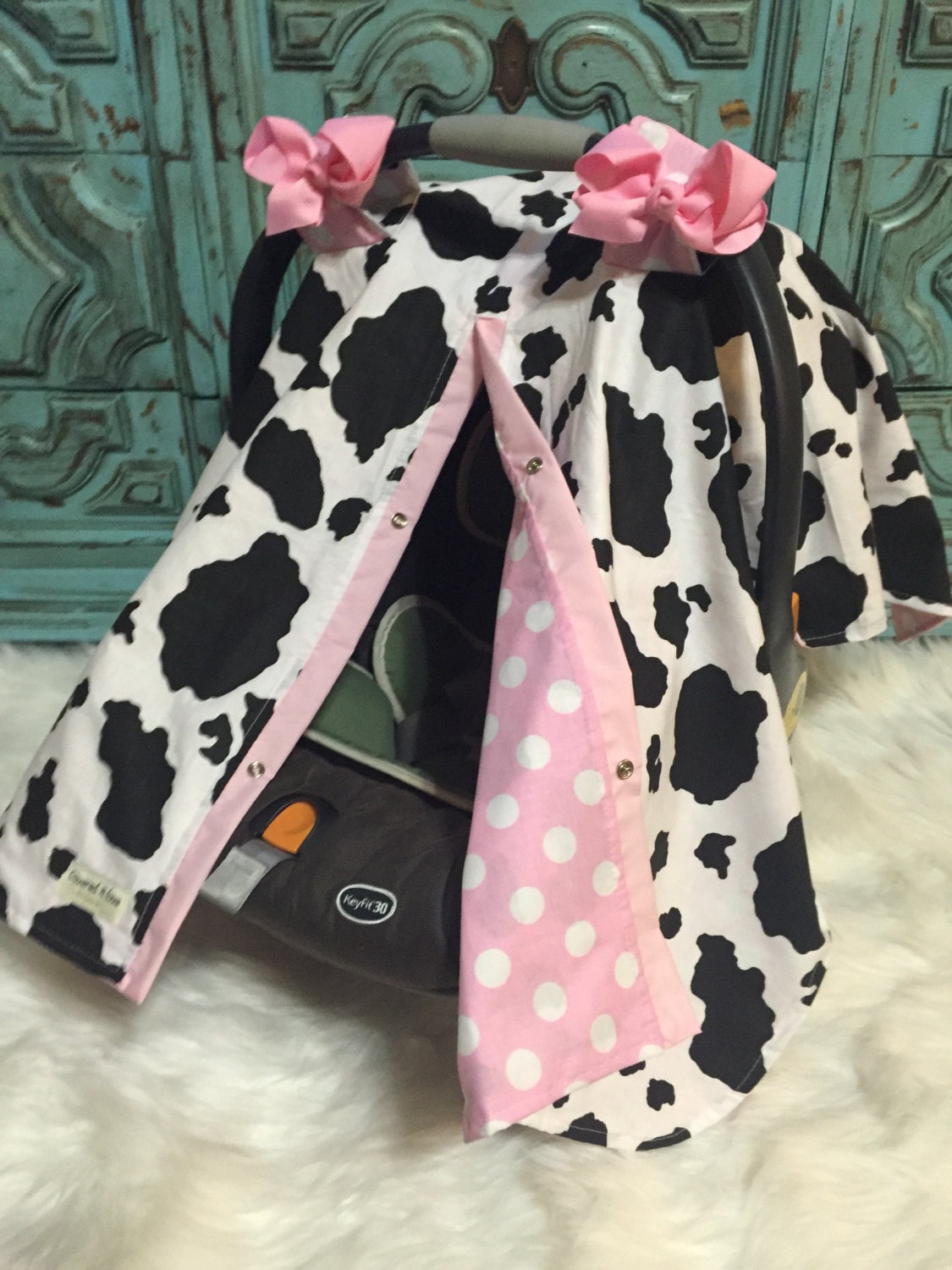 infant car seat cover Cow print / car seat cover / nursing cover ... infant car seat cover Cow print / car seat cover / nursing cover ...