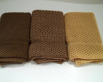 Dishcloths Knit in Cotton in Acorn, Buttercup and Acorn/Goldenrod/Rice, Knit Dish Cloth, Knit Wash Cloth, Cotton Dishcloth, Kitchen