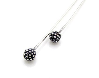 4 Pcs, 24ga, 50mm, Sterling Silver Head Pins