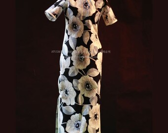 Using Traditional Fold and Cut Method to Make Full Length Short Sleeves Cheongsam, Cheongsam Pattern Size 3XS~3XL for immediate download