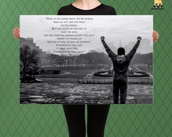 Rocky Balboa Inspired, Motivational Italian Stallion, Stair Case Quote, Custom Raised Canvas Art Piece