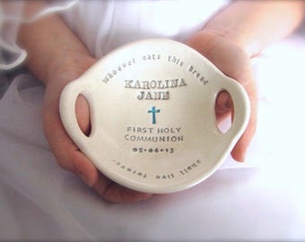 First Communion Gift, Original Clarey Clayworks First Holy Communion Bowl, Personalized Gift for Girl First Communion, Gift from Parents