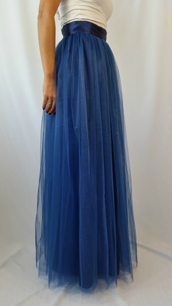 Long Tulle Skirt / Blue Women Tutu Skirt / Princess Skirt