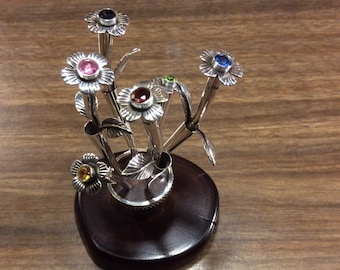sterling silver floral scupture