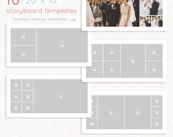 Storyboard template 10x20, blog board template, 20x10 Storyboard Templates, Photography collage template, square album template 10"
