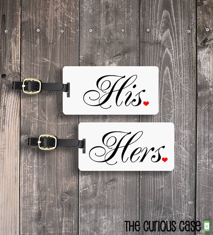 His and Hers Luggage Tag Set Personalized Address Message or