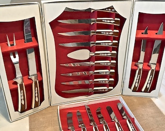19 Piece Sheffield English Stainless Steel Knives Set, with Original Box
