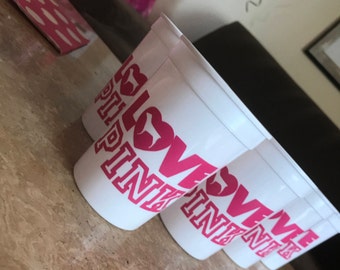 PINK inspired cups - Pink on White (12)