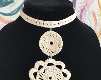 Handmade crochet necklace, made to order, elegant necklace