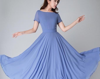 maxi dress, wedding dress, blue dress, summer dress, women dresses, party dress, custom dress, handmade dress, short sleeve dress1523