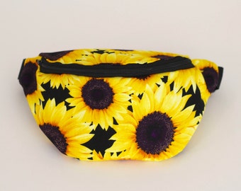 Fanny Pack | Custom | Festival Bag | Bum Bag | Belt Bag | Pattern | Waist Bag | 90s | Sunflowers | Floral | Yellow | Cute