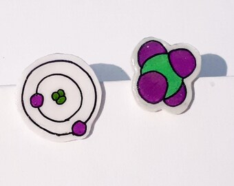 Atom / Molecule Stud Earrings -- Unique Item -- Science jewellery --